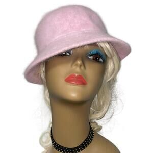 Pink Angora Blend Cloche Bucket Hat